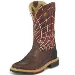 Justin - Mens Derrickman Ostrich Print Square Toe Work Boots 9 Justin - Mens Derrickman Ostrich Print Square Toe Work Boots -5.11 Tactical shop P2053795 01063.1630132587