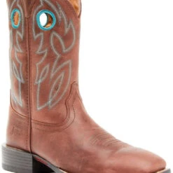 Justin Mens Brandy Bowline Cowhide Leather Wide Square Toe Western Boots