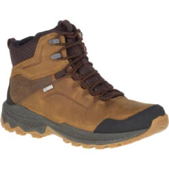 Merrell Mens Tan Forestbound Mid Waterproof Hiking Boots
