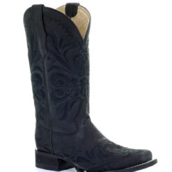 Corral Circle G Womens Black Embroidery Wester Square Toe Boots