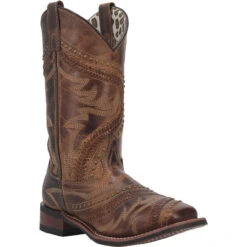 Laredo Womens Brown Stitch Charli Broad Square Toe Boots