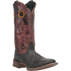 Laredo Mens Isaac Black & Red Broad Square Toe Boots