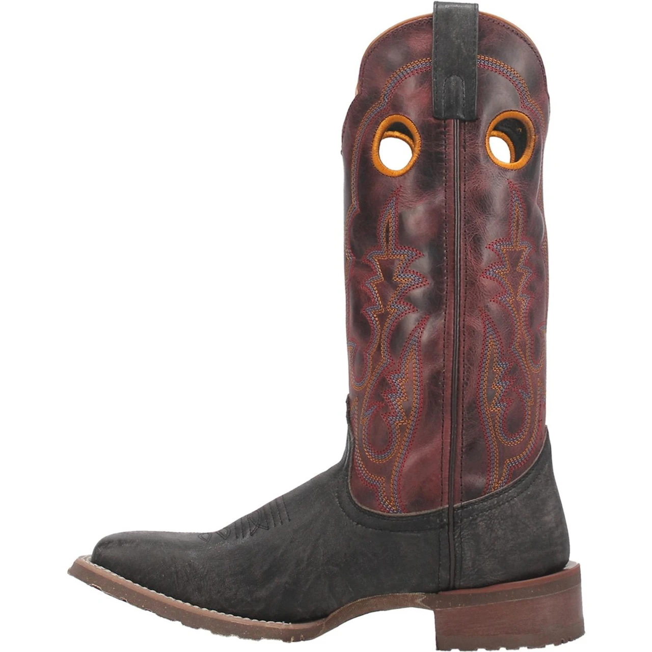 Laredo Mens Isaac Black & Red Broad Square Toe Boots 4 Laredo Mens Isaac Black & Red Broad Square Toe Boots - Image 2