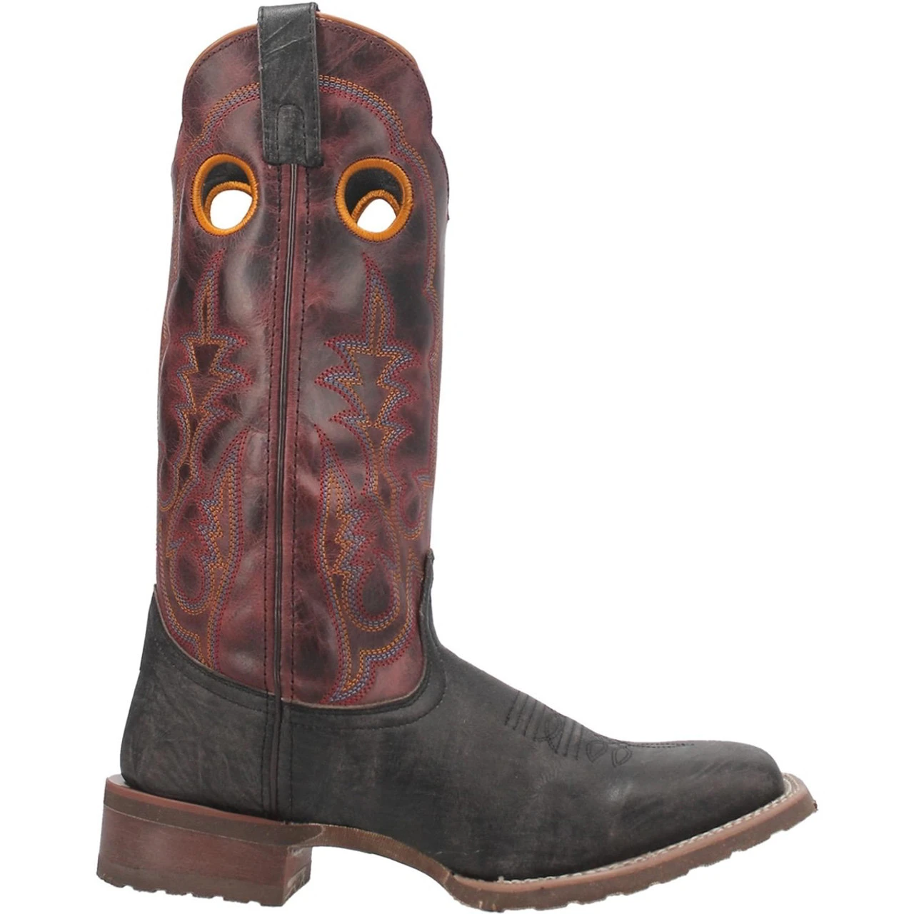 Laredo Mens Isaac Black & Red Broad Square Toe Boots 5 Laredo Mens Isaac Black & Red Broad Square Toe Boots - Image 3