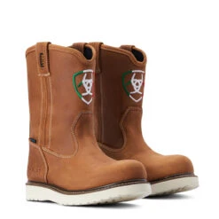 Ariat Mens Aged Honey Rebar Wedge Orgullo Mexicano H2O Round Wedge Pull On Work Boots