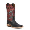 Corral Circle G Womens Black & Red Embroidered Square Toe Boots