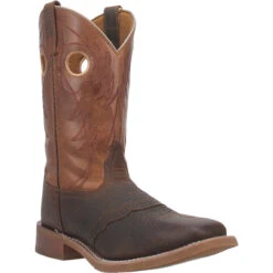 Laredo Mens Brown & Tan Ripley Broad Square Toe Boots
