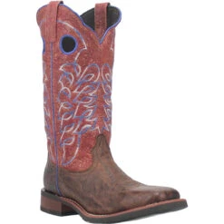 Laredo Mens Dark Brown & Red Milan Square Toe Boots