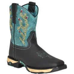 Corral Womens Black & Turquoise And Cactus Hydro Resist Work Boots