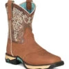 Corral Womens Tan Embroidered Hydro Resist Square Toe Boots