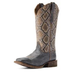 Ariat Womens Beduino Black & Natural Snake Frontier Farrah Wide Square Toe Boots