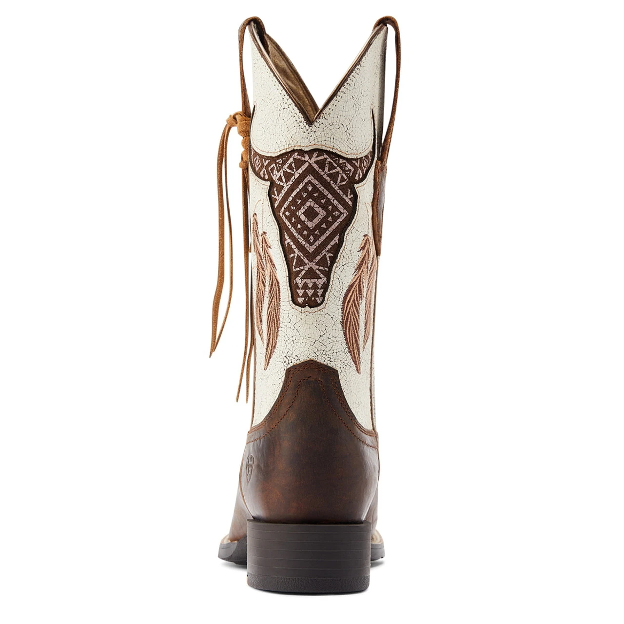 Ariat Womens Barn Brown & Crackled White Steer Wide Square Toe Boots 5 Ariat Womens Barn Brown & Crackled White Steer Wide Square Toe Boots - Image 3