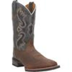 Laredo Men's Smoke Creek Tan/Blue Denim Square Toe Cowboy Boots