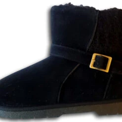 GaaHuu Women's Faux Suede Knit Back Boots - Black