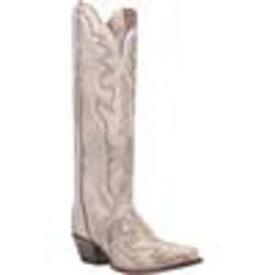 Dan Post Women's Silvie White Bone Snip Toe Cowgirl Boots
