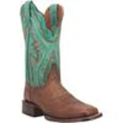 Dan Post Women's Babs Brown/Green Square Toe Cowgirl Boots